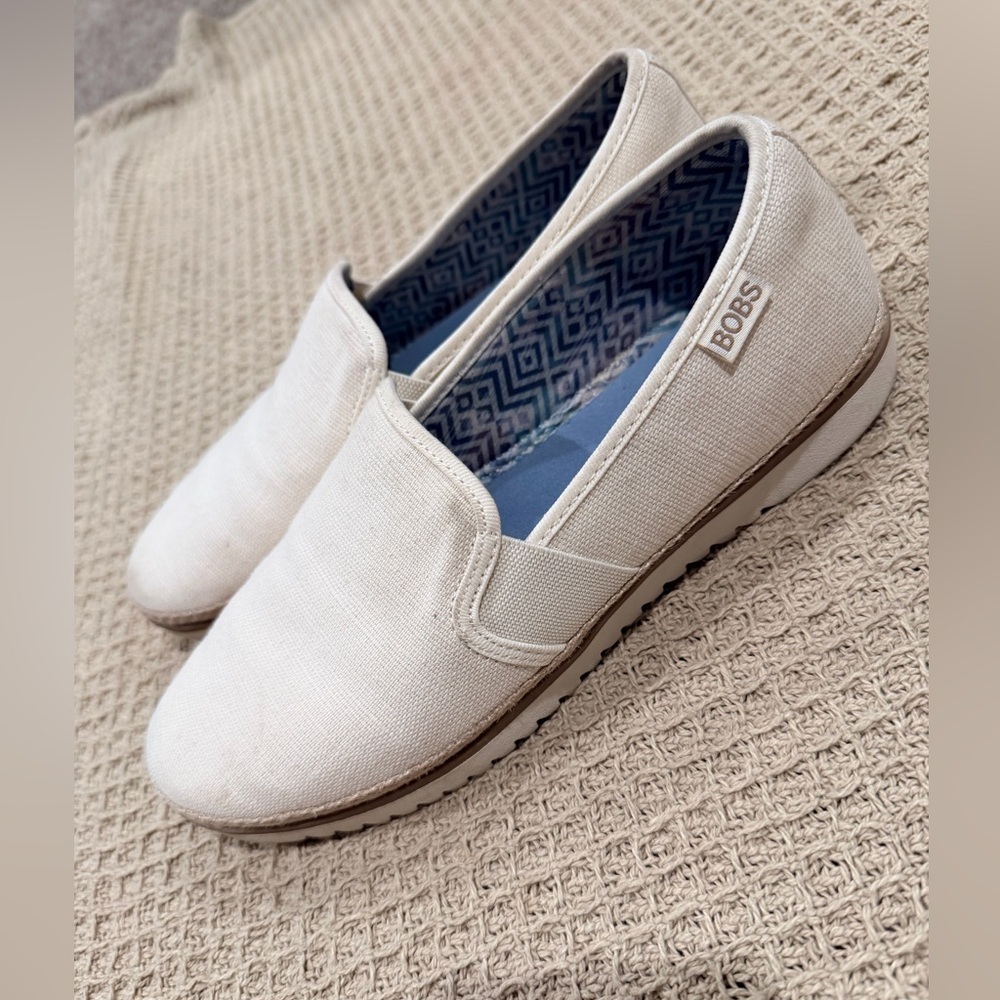 Skechers BOBS Slip-On Canvas Shoes in Light Beige
